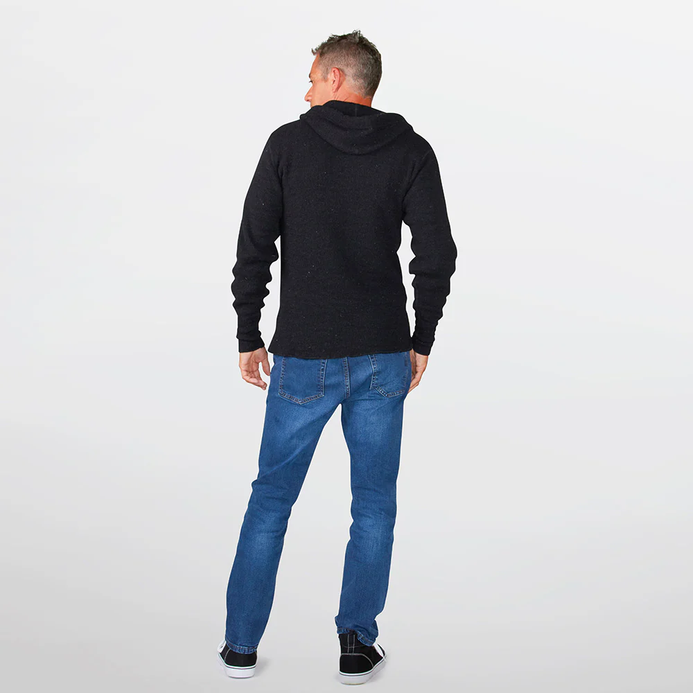 Heavy Weight Wool Henley with Hood - Image 3